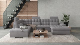 MERKUR 🩶Dominanta obýváku, která myslí i na pohodlí🩶 Tahle prostorná sedačka do U (324 x 218 x 103 cm) v elegantní šedé...